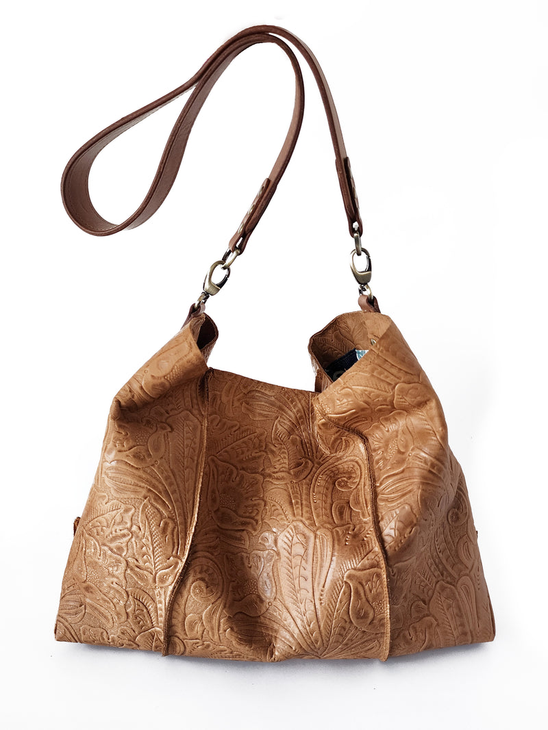 Esme Oversized Slouchy Bag - Tawny Embossed Floral