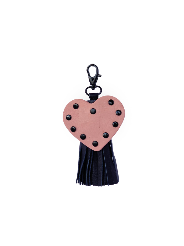 Black Pink Heart Tassel Bag Charm