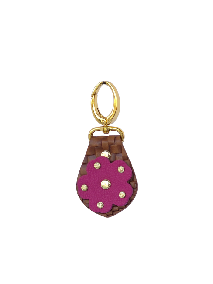 Carmel Woven Fuchsia Flower Bag Charm