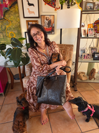 The Open Top Traveler Tote - Dark Brown Embossed Floral