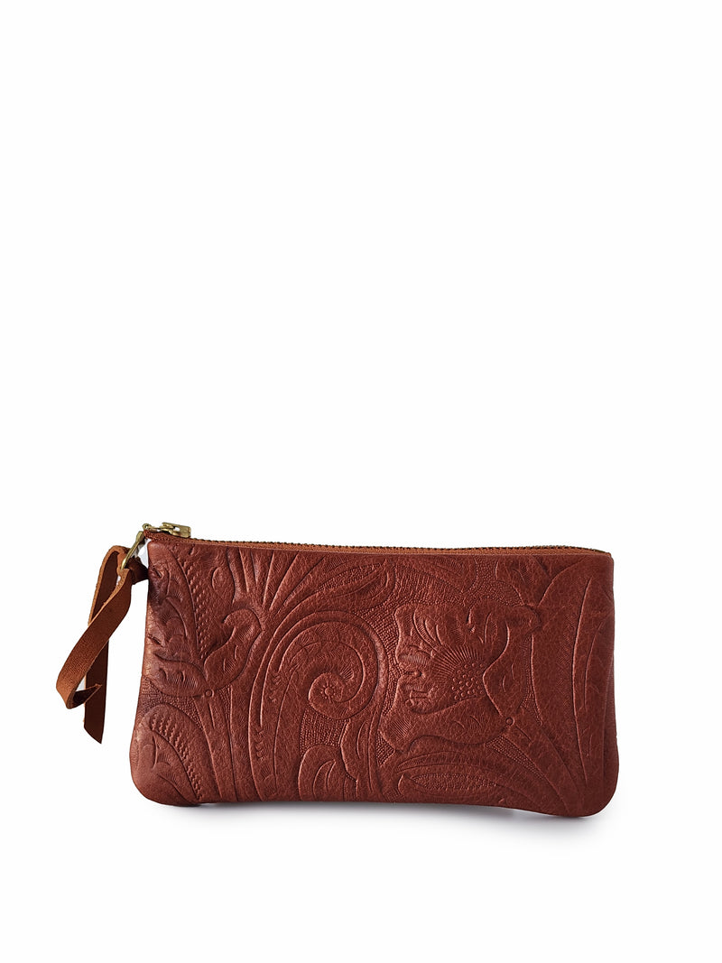 Zipper Pouch | Leather Bags for Women | Urban Southern Cognac - Large