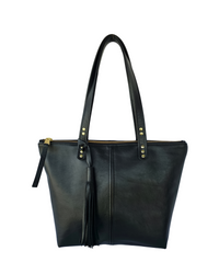 Traveler Tote in Black Nassa Leather