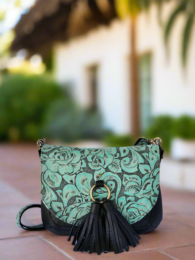 Kindness Saddle Bag ~ Italian Rose - Turquoise