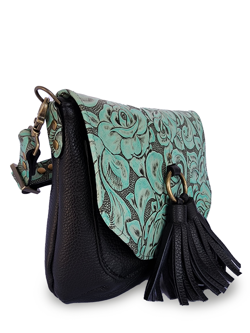Kindness Saddle Bag ~ Italian Rose - Turquoise