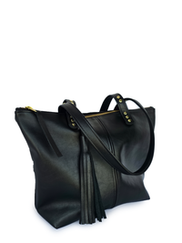 Traveler Tote in Black Nassa Leather