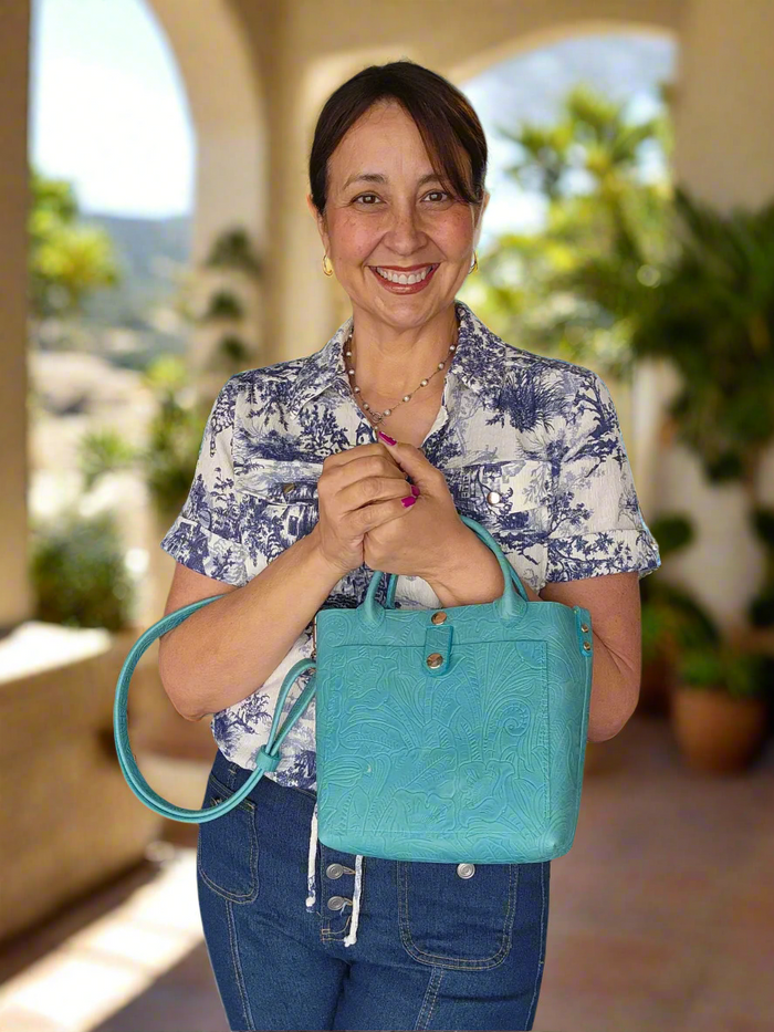 Mini Adventure Tote ~ Embossed Floral