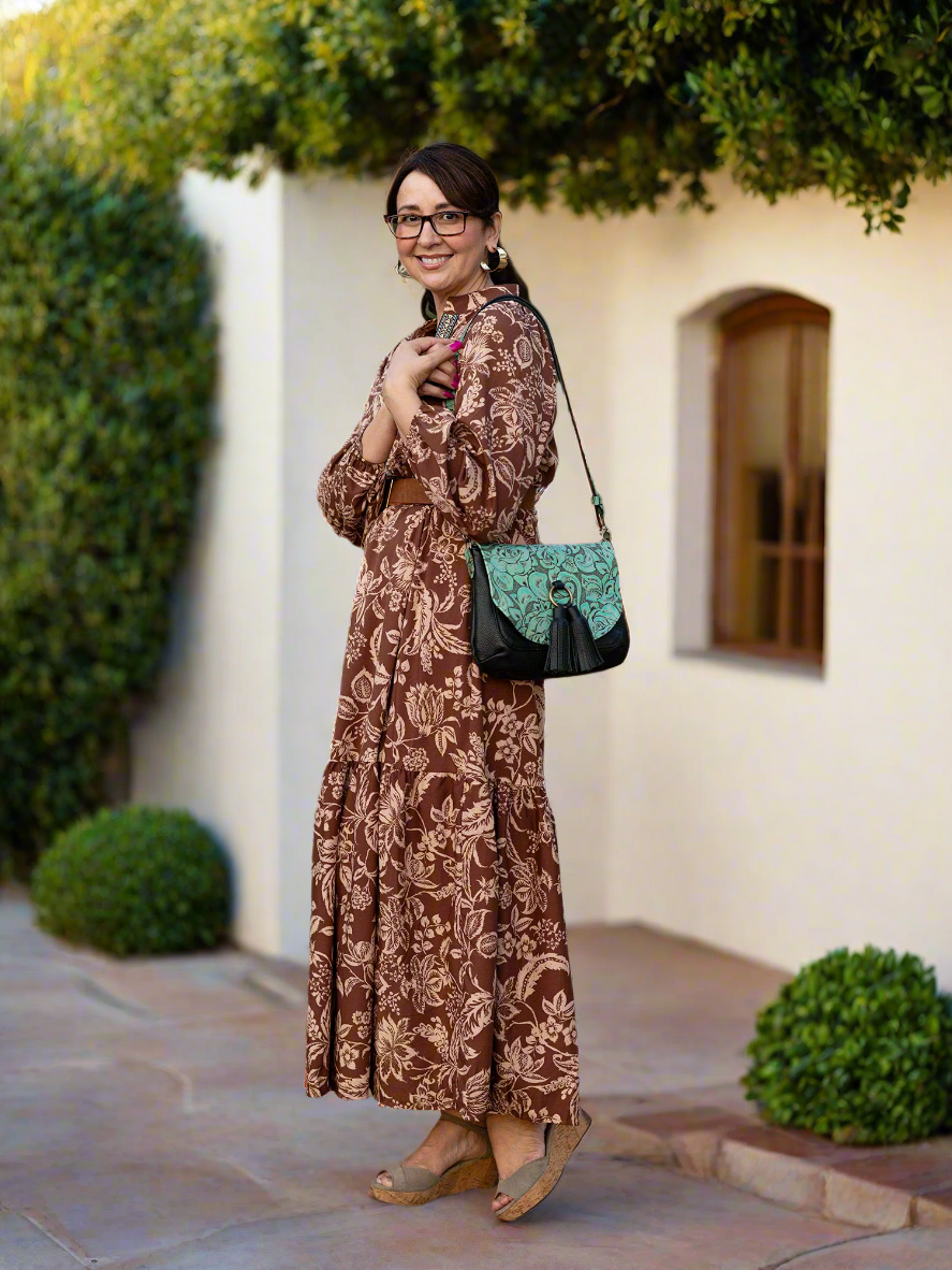 Kindness Saddle Bag ~ Italian Rose - Turquoise