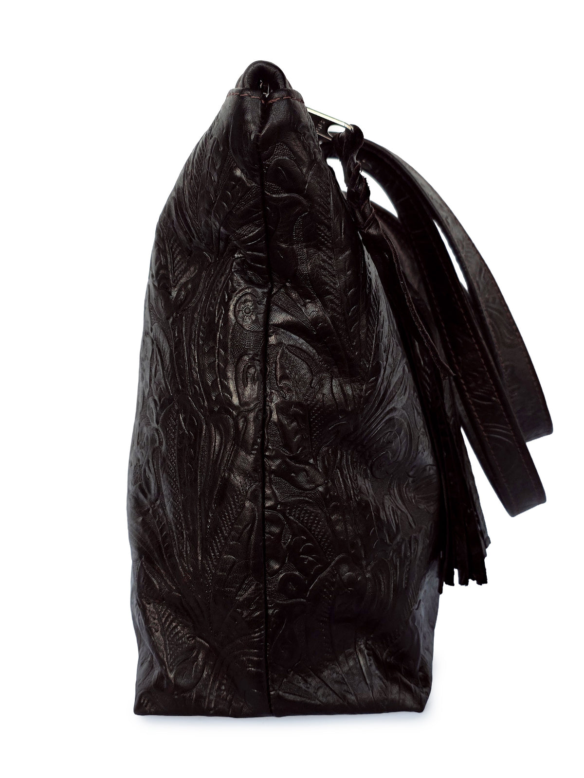 Traveler Tote - Dark Brown Embossed Floral