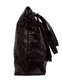 Traveler Tote - Dark Brown Embossed Floral