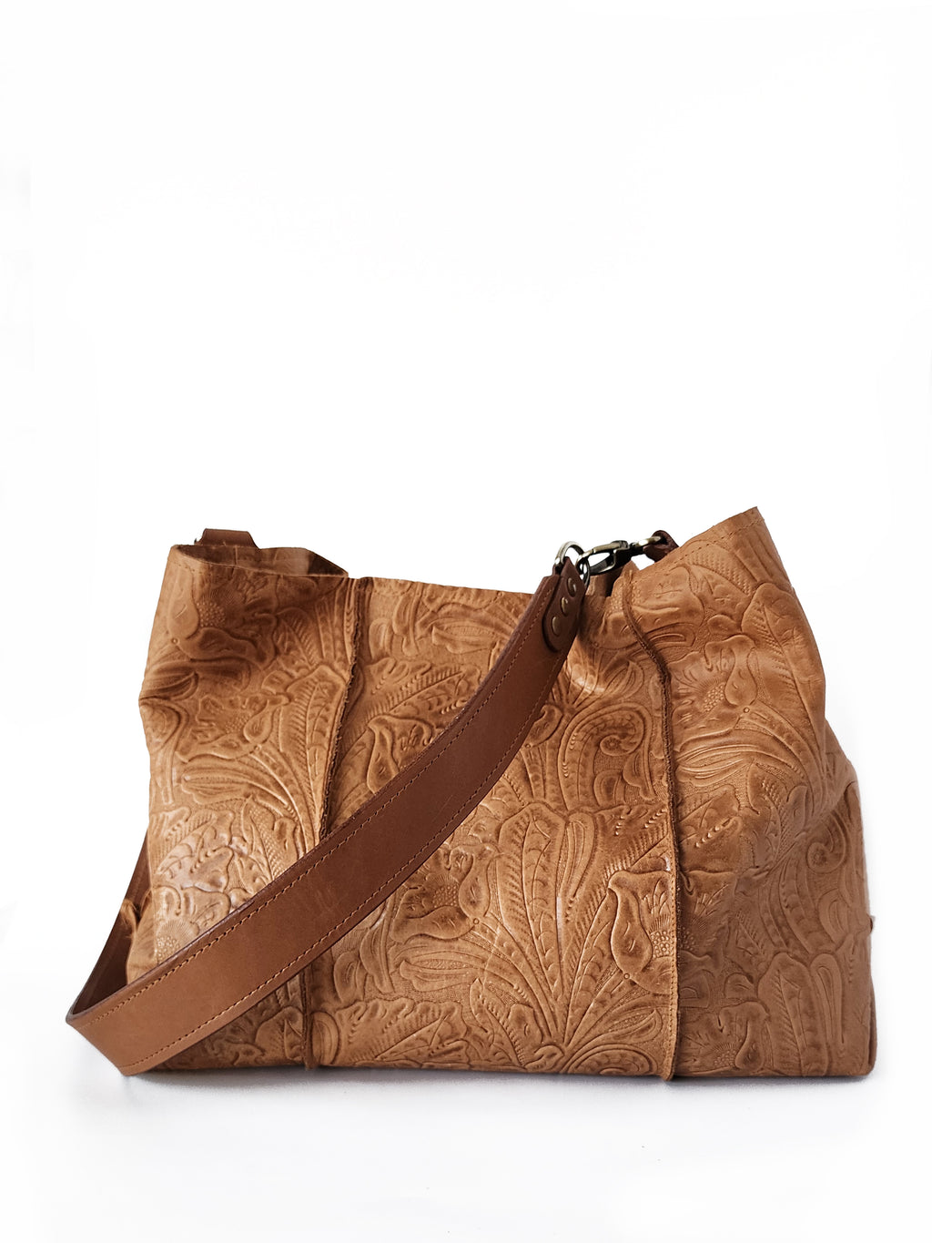 Esme Oversized Slouchy Bag - Tawny Embossed Floral – Daylin Skye