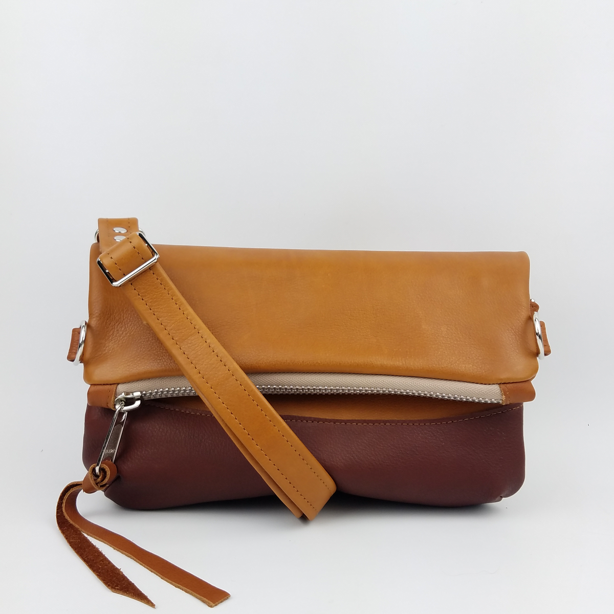 Large Foldover Satchel - British Tan & Cognac