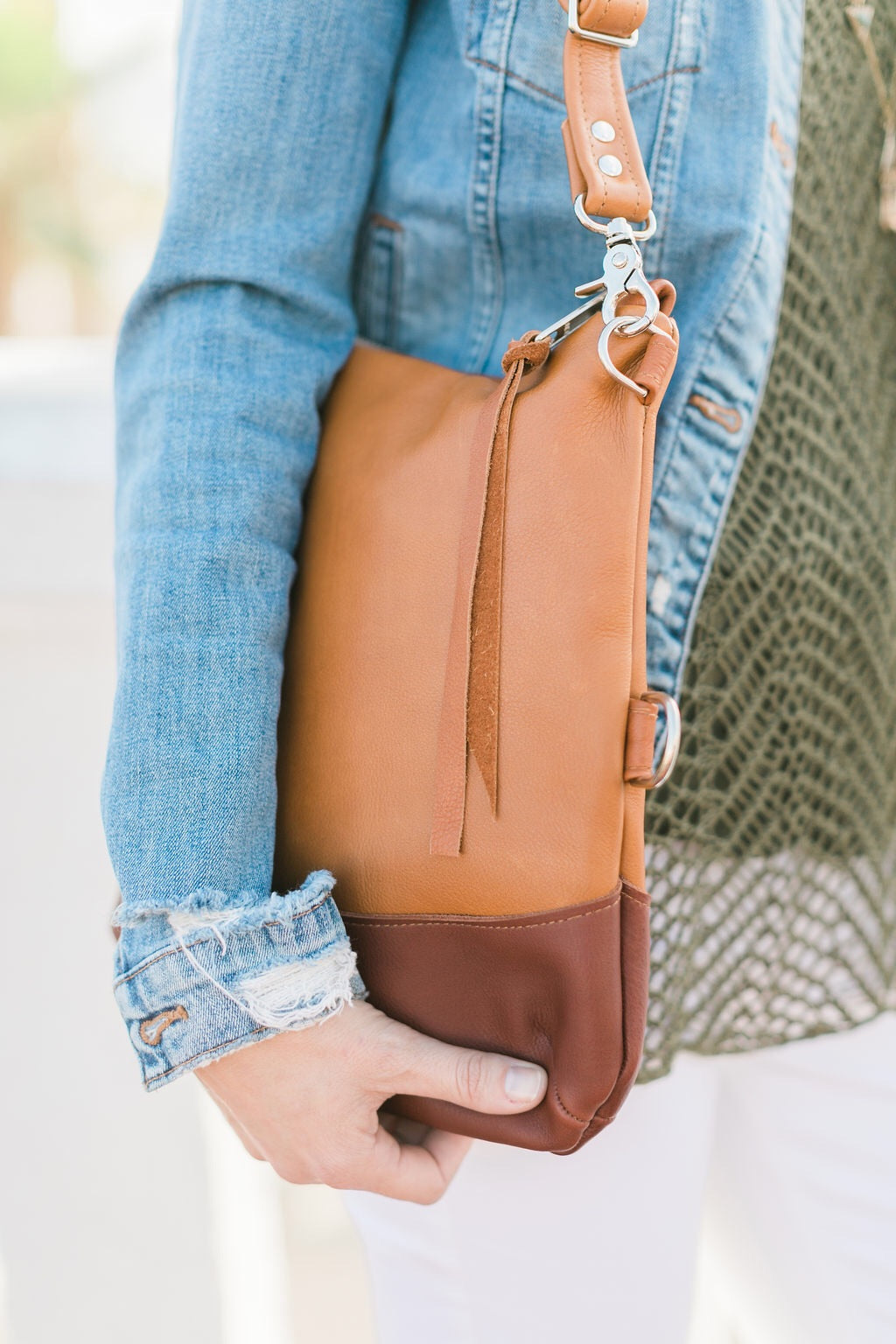 Large Foldover Satchel - British Tan & Cognac