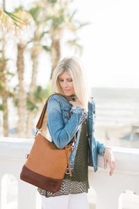 Large Foldover Satchel - British Tan & Cognac