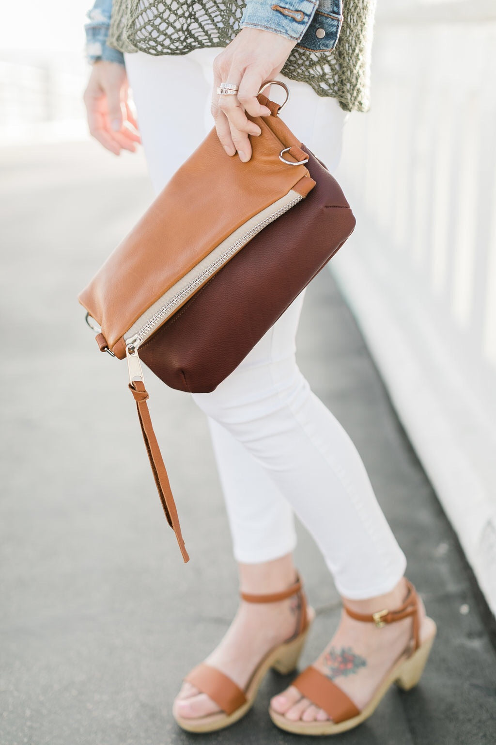 Large Foldover Satchel - British Tan & Cognac